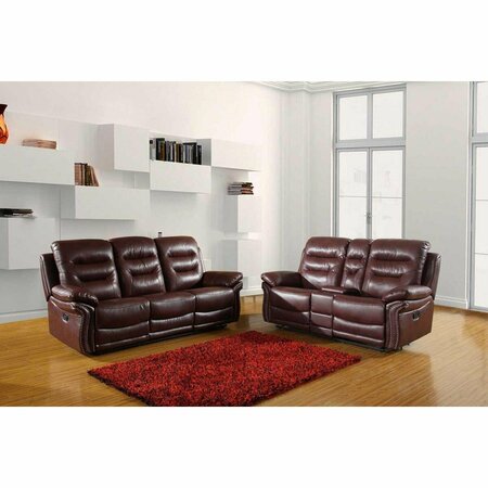 Homeroots 75 x 40 x 44 in. Modern Burgundy Sofa with Console Loveseat 343902
